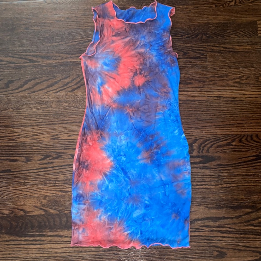 SHEIN blue and pink tie dye dress